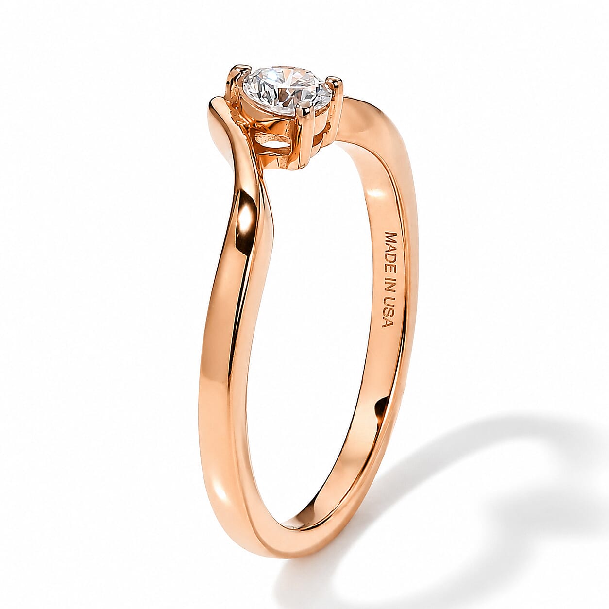 Luxuriant Lab Grown Diamond G-H SI 0.25 ctw Ring in 18K Vermeil Rose Gold Over Sterling Silver (Size 5.0)
