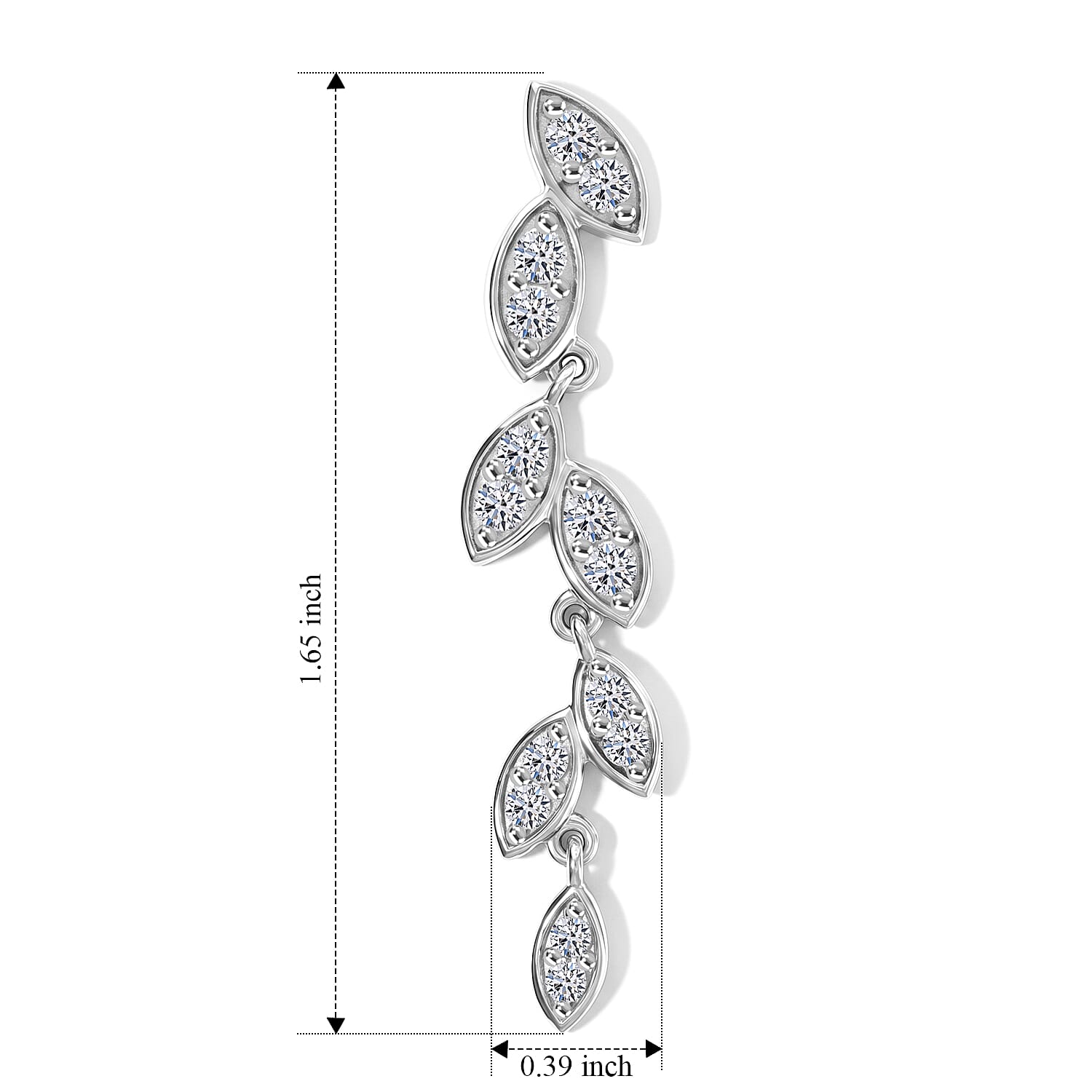 Luxuriant Lab Grown Diamond (G-H, SI) Leaf Earrings in Rhodium Over Sterling Silver 1.00 ctw
