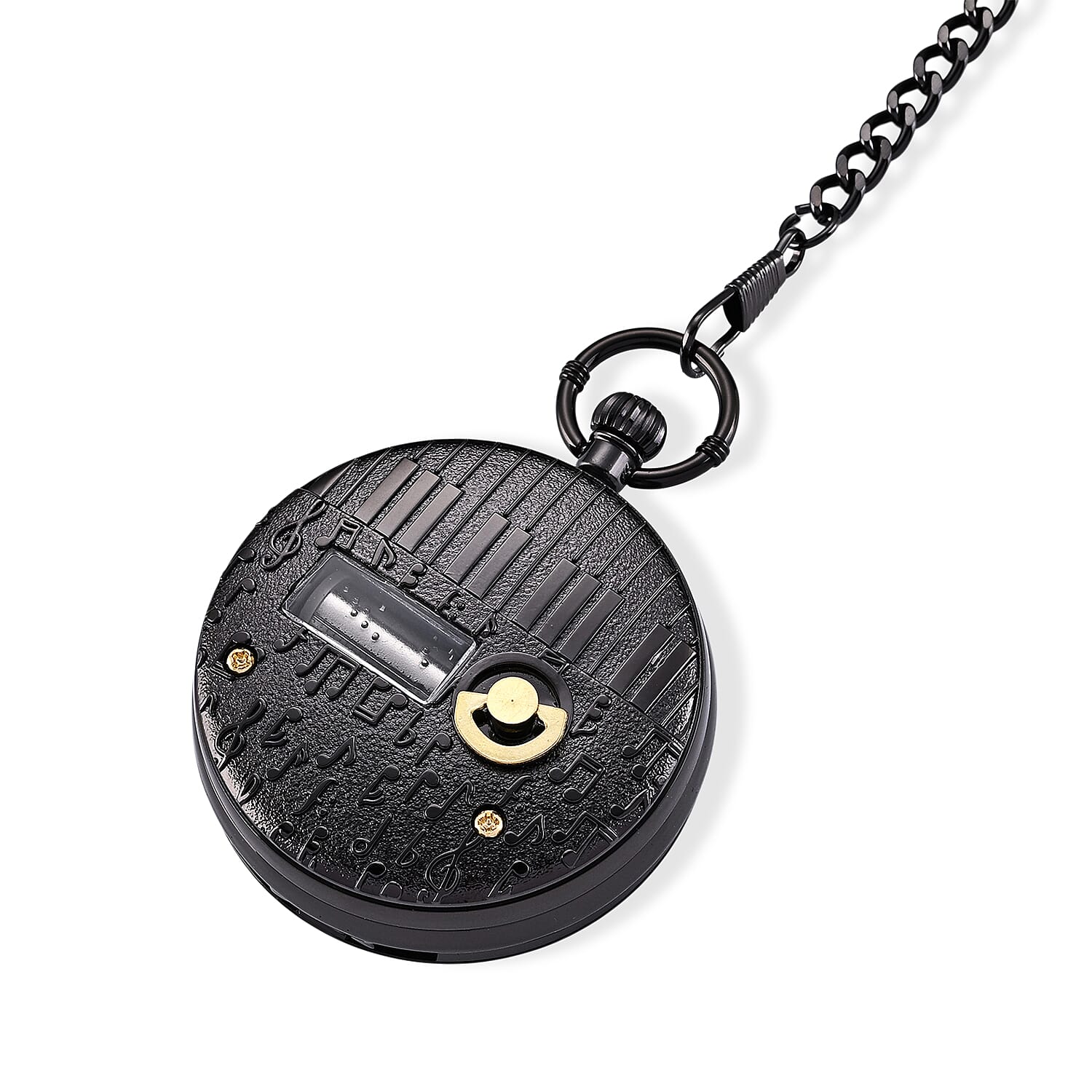 Genoa Multi Color Enameled Japanese Movement Space Pattern Music Pocket Watch with Piano Pattern Back and Chain (14 Inches)
