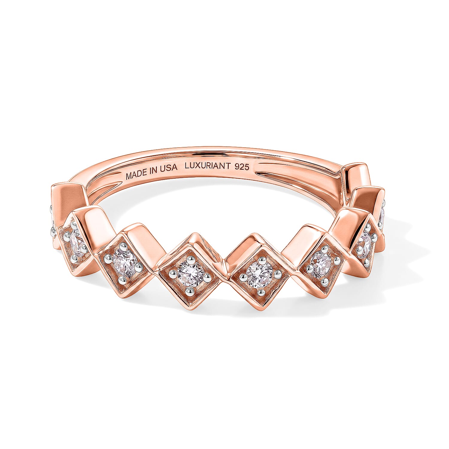 Luxuriant Lab Grown Diamond G-H SI 0.25 ctw Ring in 18K Vermeil Rose Gold Over Sterling Silver (Size 5.0)