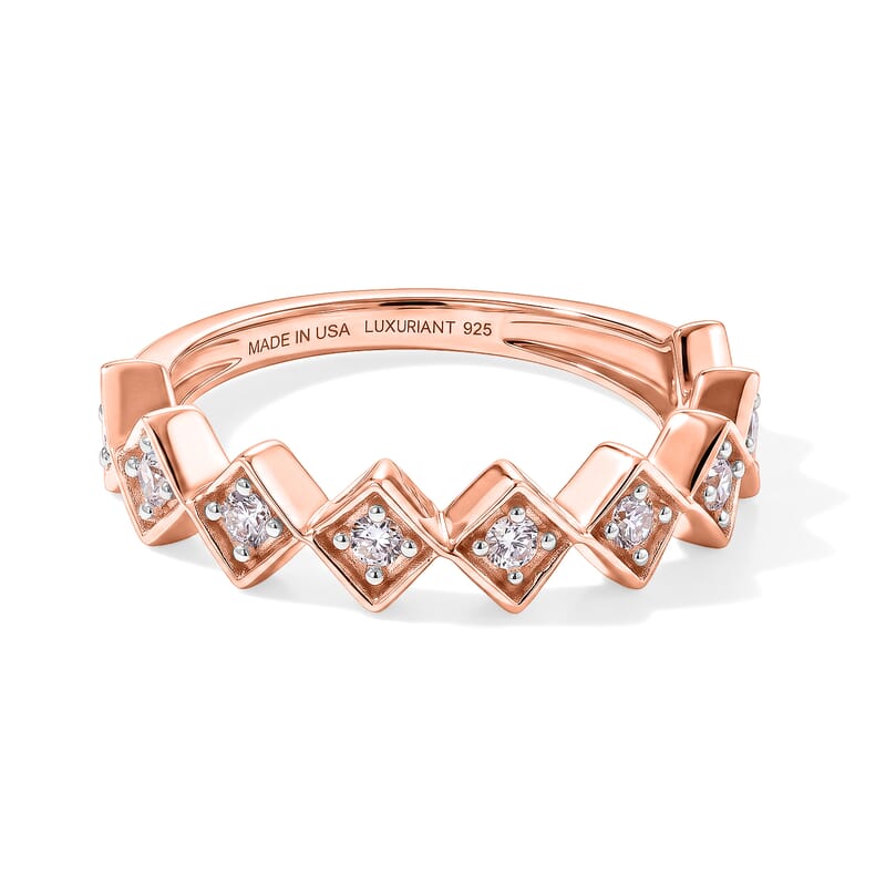 Luxuriant Lab Grown Diamond G-H SI 0.25 ctw Ring in 18K Vermeil Rose Gold Over Sterling Silver (Size 5.0)