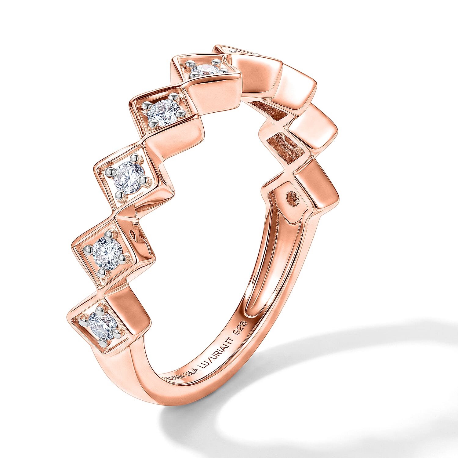 Luxuriant Lab Grown Diamond G-H SI 0.25 ctw Ring in 18K Vermeil Rose Gold Over Sterling Silver (Size 5.0)