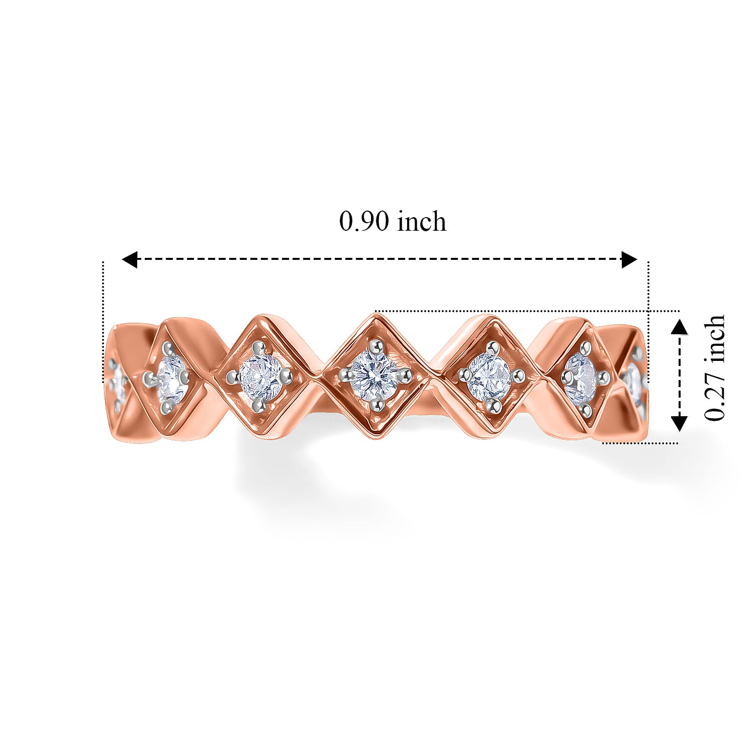 Luxuriant Lab Grown Diamond G-H SI 0.25 ctw Ring in 18K Vermeil Rose Gold Over Sterling Silver (Size 5.0)
