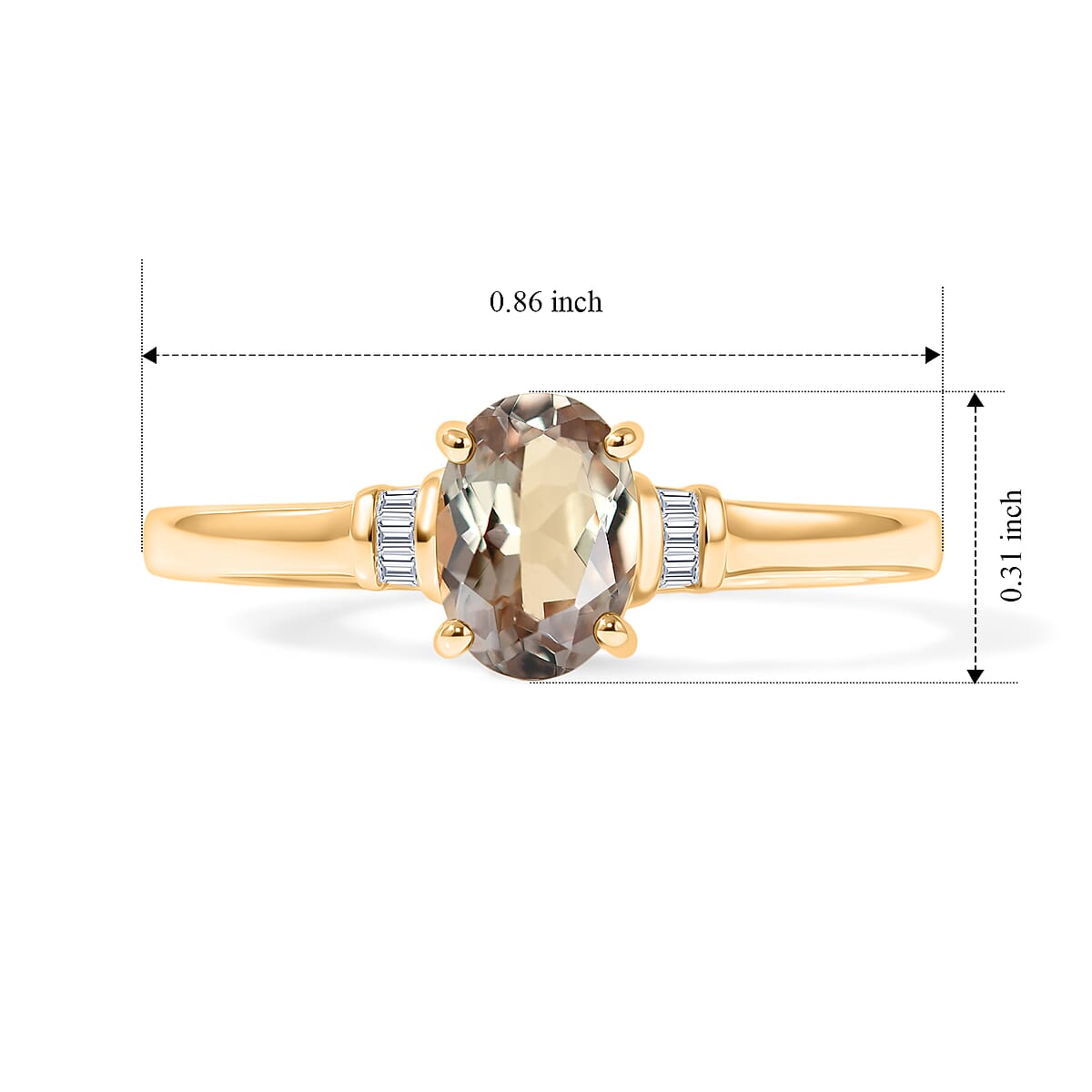 D'Joy AAA Turkizite and Diamond 0.90 ctw Eternal Lumina Ring in 18K Vermeil Yellow Gold Over Sterling Silver (Size 9.0) image number 2
