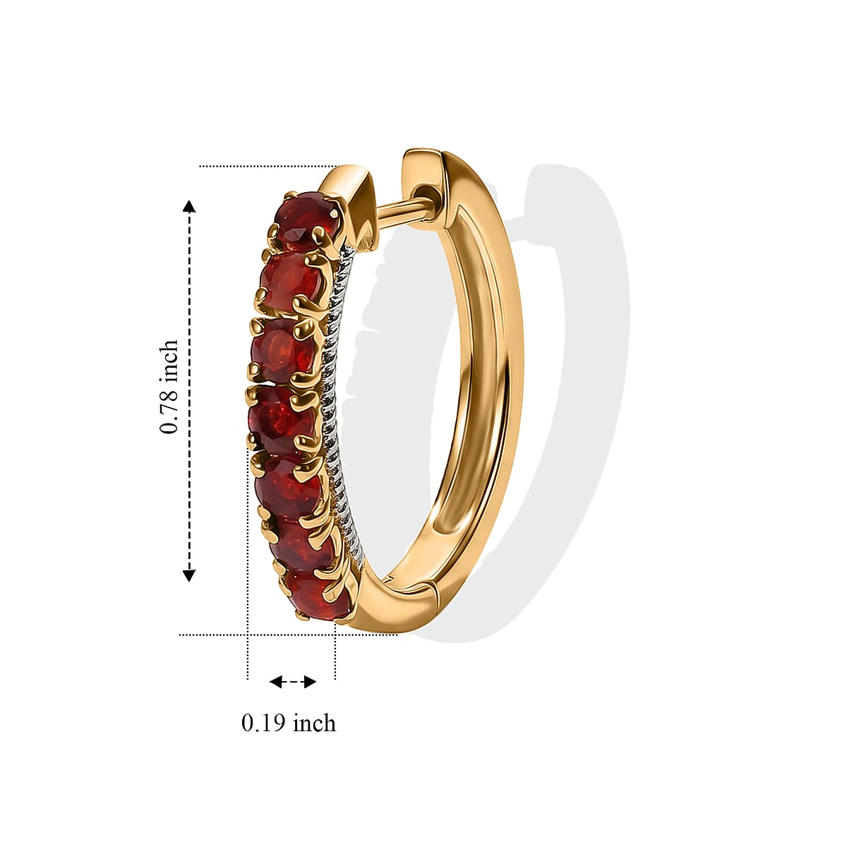 D'Joy Mexican Cherry Fire Opal 0.65 ctw Golden Flame Hoop Earrings in 18K Vermeil Yellow Gold Over Sterling Silver image number 2
