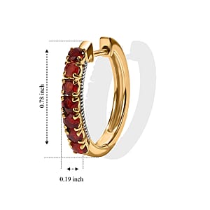 D'Joy Mexican Cherry Fire Opal 0.65 ctw Golden Flame Hoop Earrings in 18K Vermeil Yellow Gold Over Sterling Silver