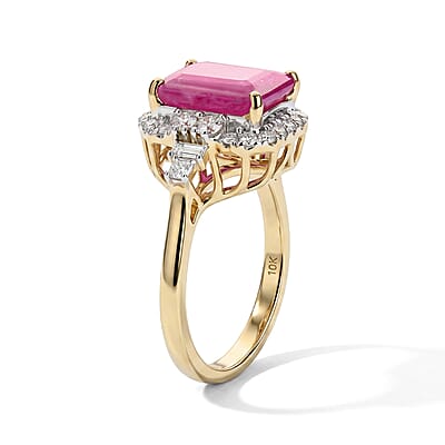 Certified & Appraised AAA Ruby and Luxuriant Lab Grown Diamond G-H SI 3.75 ctw Ring in 10K Yellow Gold (Size 6.0)