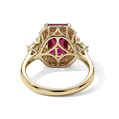 Certified & Appraised AAA Ruby and Luxuriant Lab Grown Diamond G-H SI 3.75 ctw Ring in 10K Yellow Gold (Size 6.0)