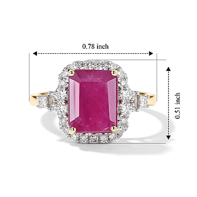 Certified & Appraised AAA Ruby and Luxuriant Lab Grown Diamond G-H SI 3.75 ctw Ring in 10K Yellow Gold (Size 6.0)
