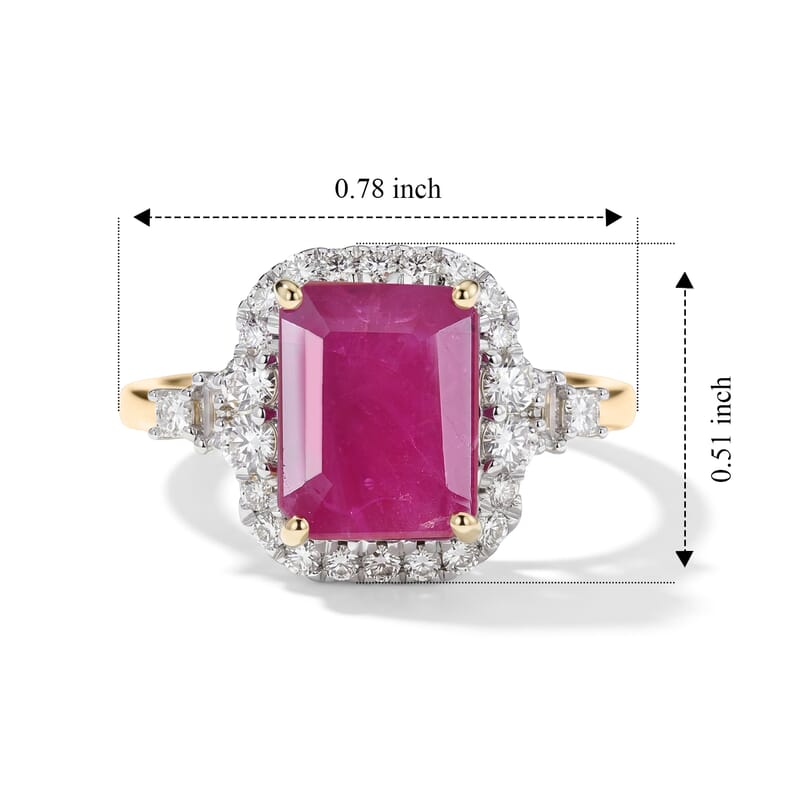 Certified & Appraised AAA Ruby and Luxuriant Lab Grown Diamond G-H SI 3.75 ctw Ring in 10K Yellow Gold (Size 8.0)