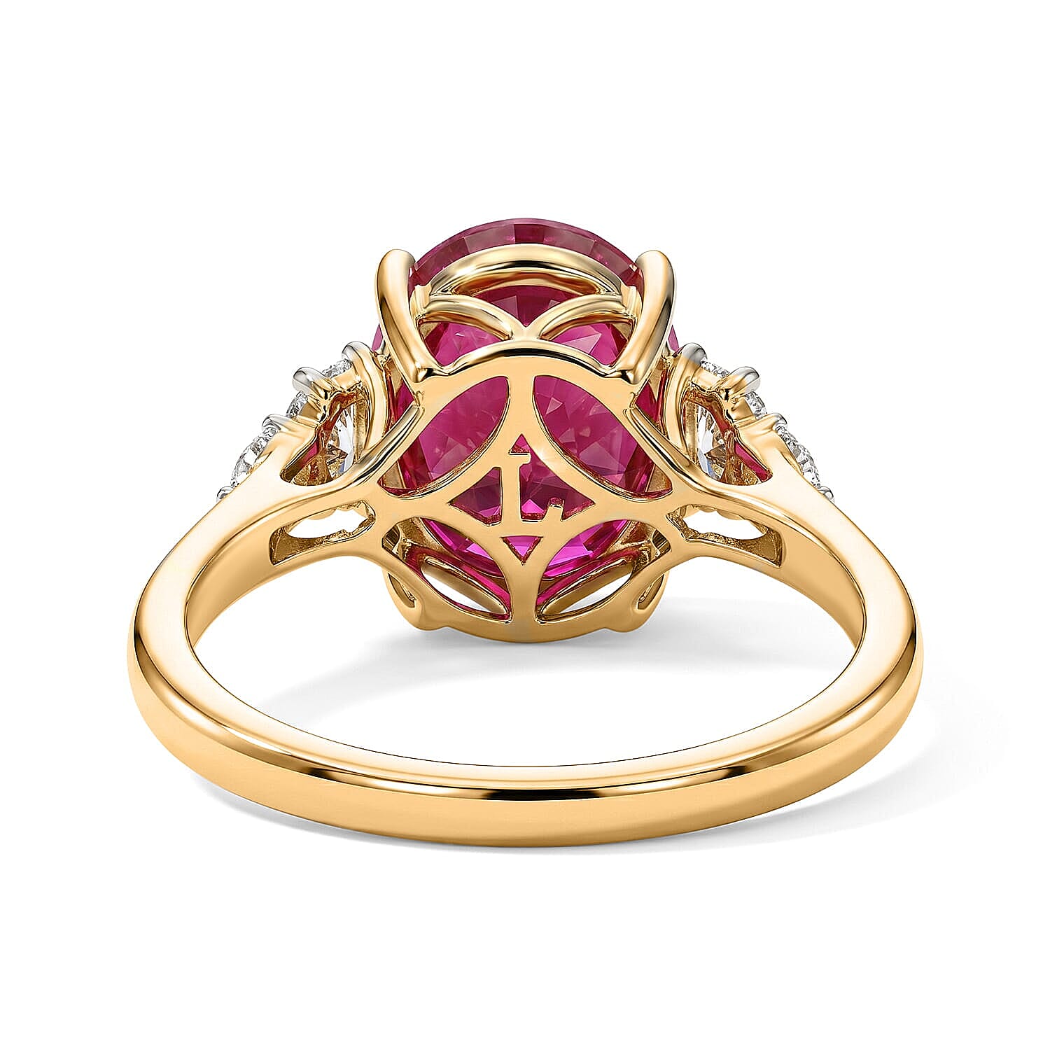 Certified & Appraised 10K Yellow Gold AAA Ruby, Luxuriant Lab Grown Diamond (G-H, SI) Ring (Size 5.0) 5.60 ctw