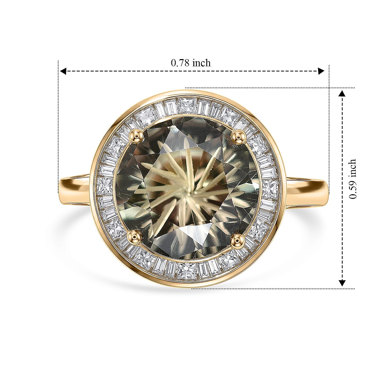 Certified & Appraised Luxoro Hanabi Cut AAA Turkizite and Diamond I2 4.30 ctw Ring in 10K Yellow Gold (Size  5.0)