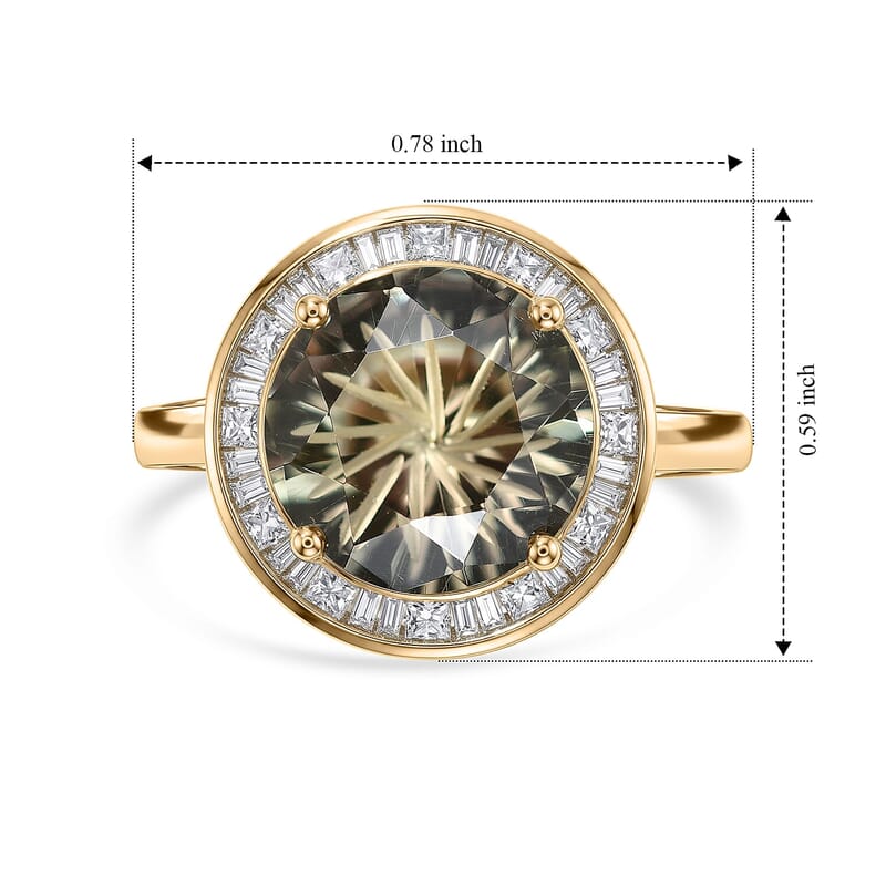 Certified & Appraised Luxoro Hanabi Cut AAA Turkizite and Diamond I2 4.30 ctw Ring in 10K Yellow Gold (Size  5.0)