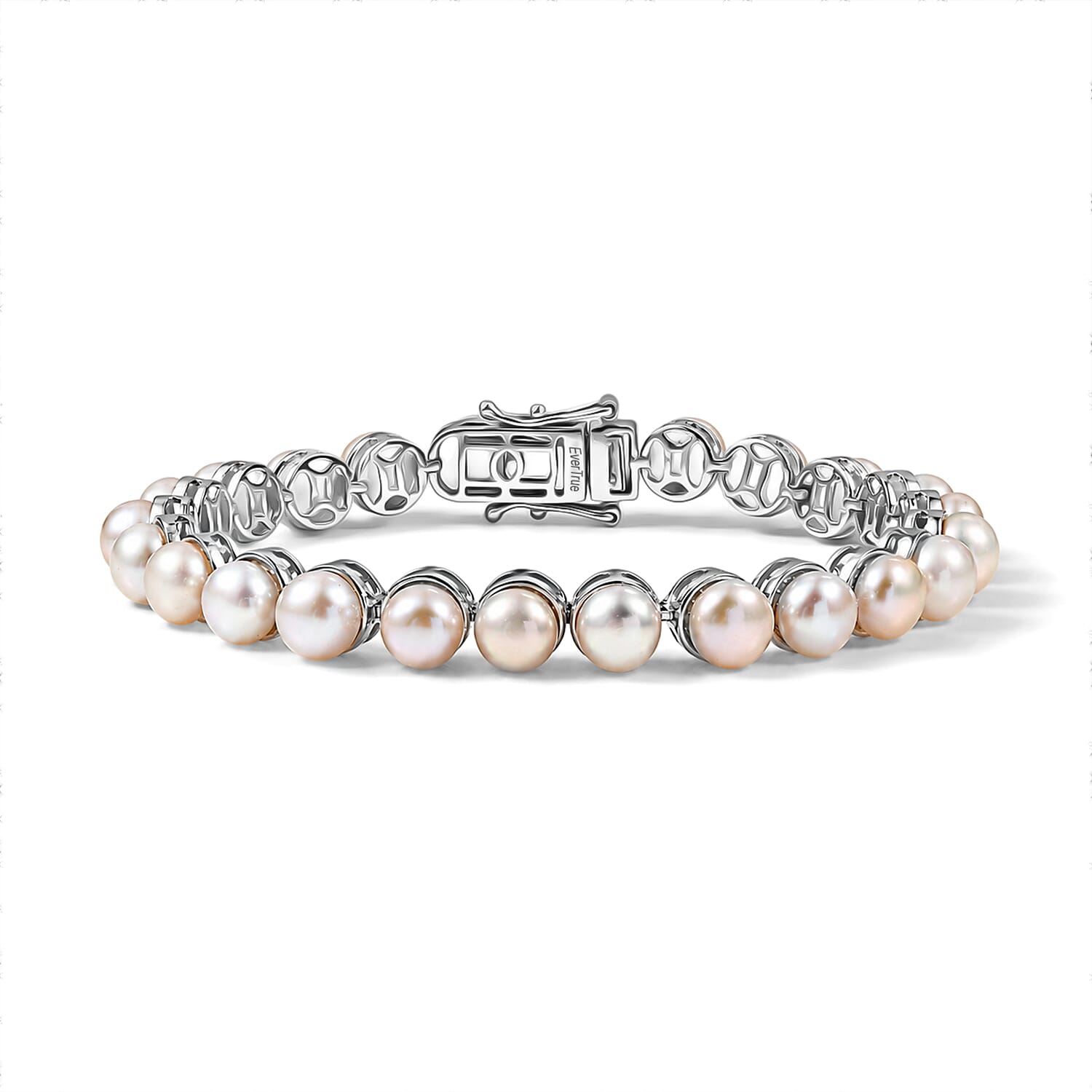 EverTrue Pink Freshwater Pearl Bracelet Tenis Endless Elegance in Platinum Bond (6.50 In)