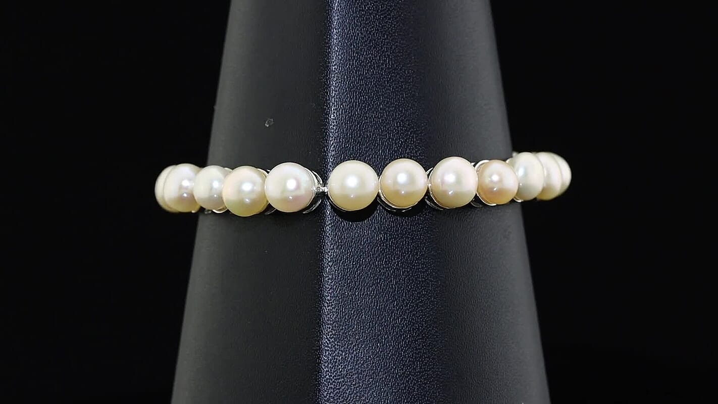 EverTrue Pink Freshwater Pearl Endless Elegance Bracelet in Platinum Bond (6.50 In)