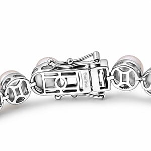 EverTrue Pink Freshwater Pearl Bracelet Tenis Endless Elegance in Platinum Bond (6.50 In)