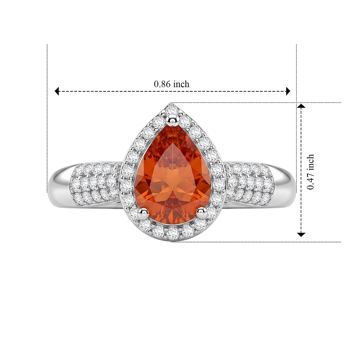 D'Joy Mexican Cherry Fire Opal, Moissanite Sunset Kiss Ring in Rhodium Over Sterling Silver (Size 10.0) 1.10 ctw image number 3