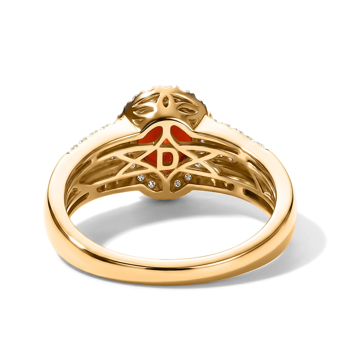 D'Joy Mexican Cherry Fire Opal and Multi Gemstone 1.50 ctw Golden Hour Bloom Ring in 18K Vermeil Yellow Gold Over Sterling Silver (Size 6.0)