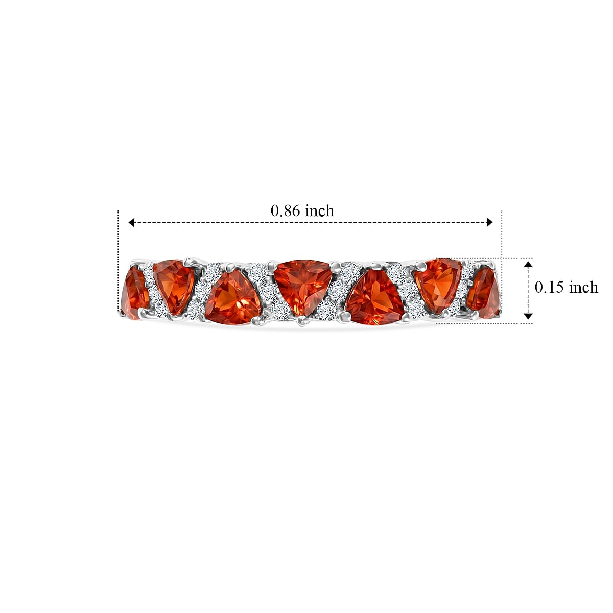 D'Joy Mexican Cherry Fire Opal, Moissanite Sunset Spark Band Ring in Rhodium Over Sterling Silver (Size 10.0) 0.50 ctw image number 3