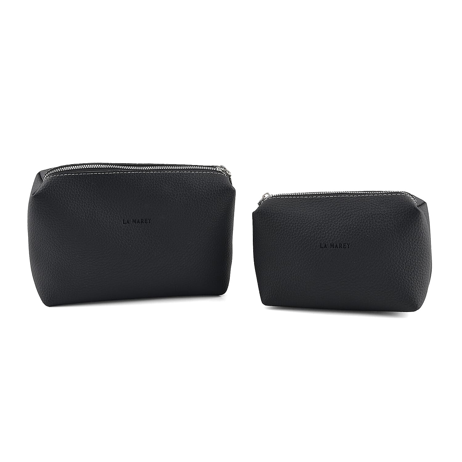 La Marey Black Embossed Brand Genuine Leather Set of 2 Handbag