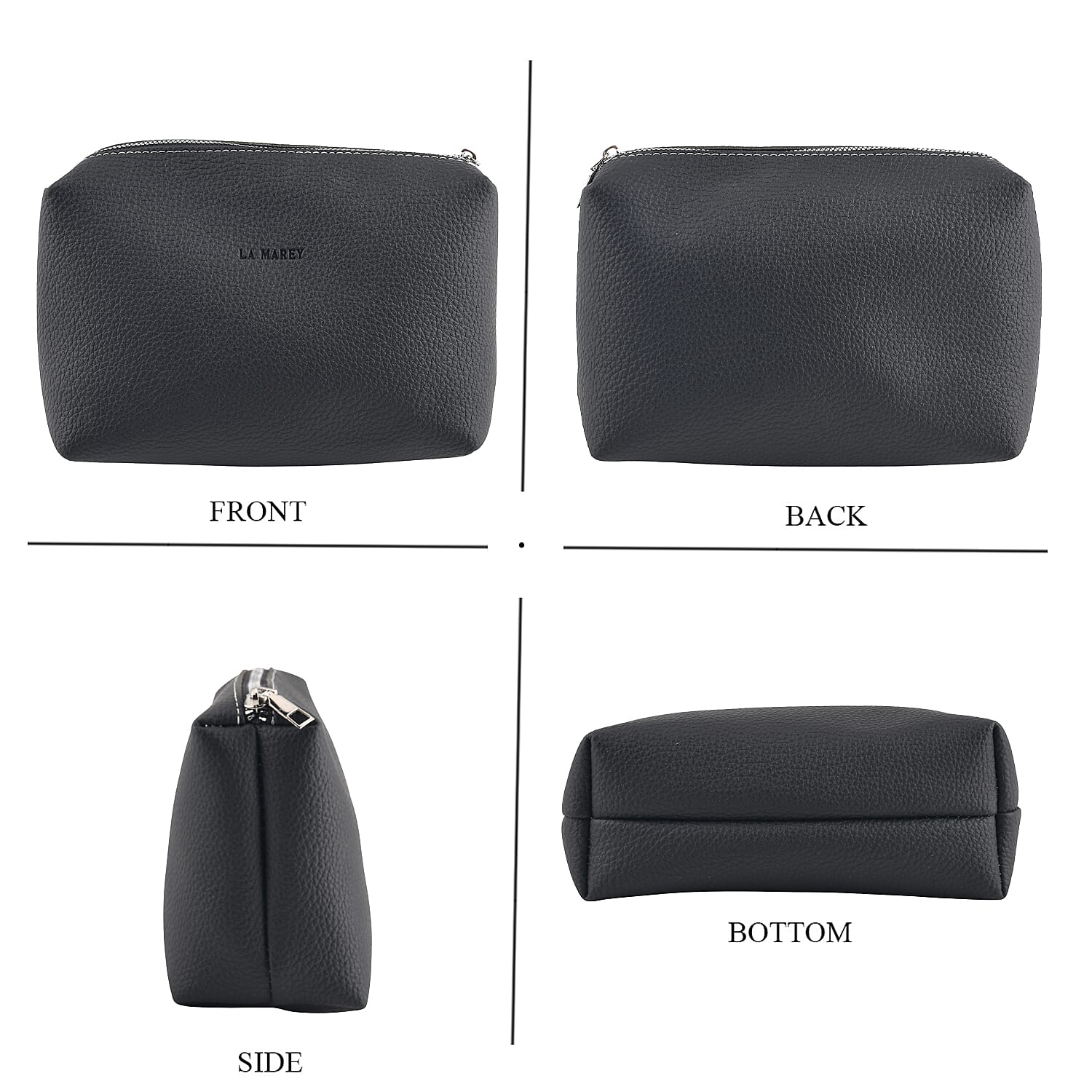 La Marey Black Embossed Brand Genuine Leather Set of 2 Handbag