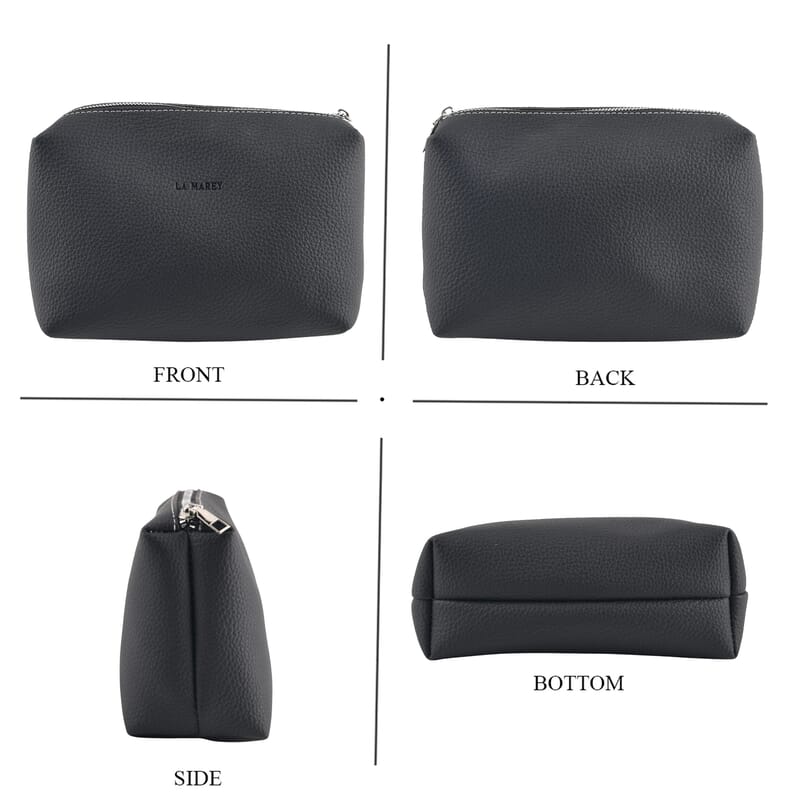 La Marey Black Embossed Brand Genuine Leather Set of 2 Handbag