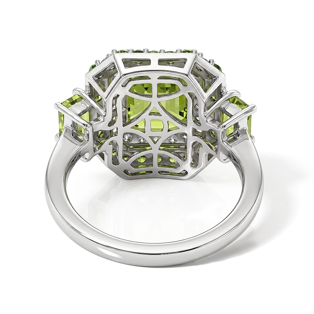 D'Joy Premium Hebei Peridot and Multi Gemstone 4.00 ctw Ring in Rhodium Over Sterling Silver (Size 5.0)