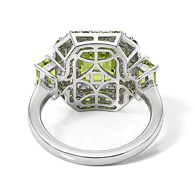 D'Joy Premium Hebei Peridot and Multi Gemstone 4.00 ctw Ring in Rhodium Over Sterling Silver (Size 5.0)
