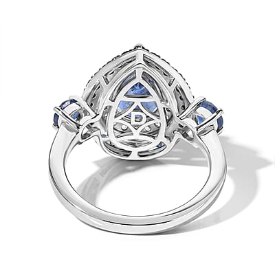 D'Joy Premium Kashmir Kyanite and Multi Gemstone 4.00 ctw Royal Spectrum Ring in Rhodium Over Sterling Silver (Size 7.0)