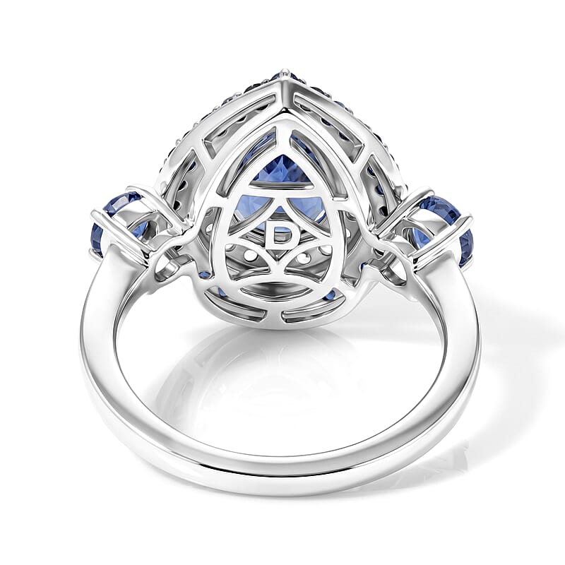 D'Joy Premium Kashmir Kyanite and Multi Gemstone 4.00 ctw Ring in Rhodium Over Sterling Silver (Size 7.0)