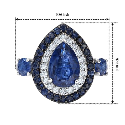 D'Joy Premium Kashmir Kyanite and Multi Gemstone 4.00 ctw Royal Spectrum Ring in Rhodium Over Sterling Silver (Size 7.0)