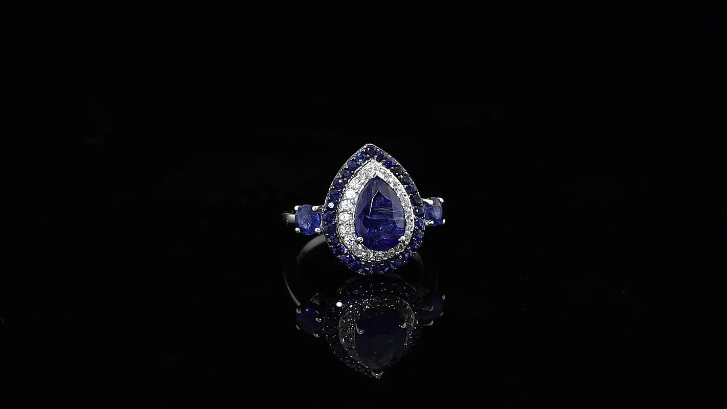 D'Joy Premium Kashmir Kyanite, Multi Gemstone Royal Spectrum Ring in Rhodium Over Sterling Silver (Size 10.0) 4.00 ctwD'Joy Premium Kashmir Kyanite, Multi Gemstone Royal Spectrum Ring in Rho