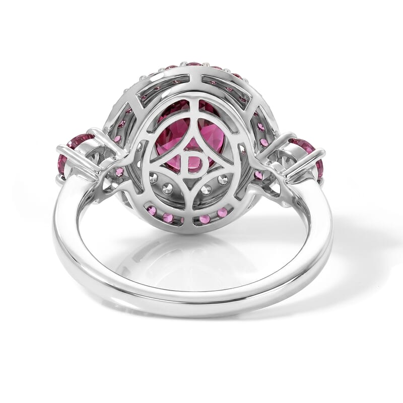 D'Joy Premium Orissa Rhodolite Garnet and White Zircon 4.00 ctw Royal Spectrum Ring in Rhodium Over Sterling Silver (Size 6.0)