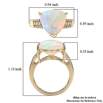 Luxoro AAA Ethiopian Welo Opal and Diamond I2 5.70 ctw Trillion Glow Ring in 10K Yellow Gold (Size  5.0)