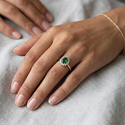 Luxoro AAA Tsavorite Garnet and I2 Diamond 1.20 ctw Regal Spark Ring in 10K Yellow Gold (Size  5.0)