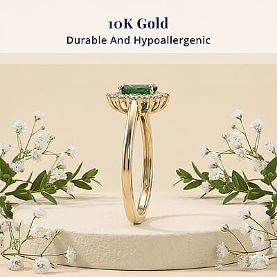 Luxoro AAA Tsavorite Garnet and I2 Diamond 1.20 ctw Regal Spark Ring in 10K Yellow Gold (Size  5.0)