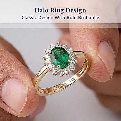 Luxoro AAA Tsavorite Garnet and I2 Diamond 1.20 ctw Regal Spark Ring in 10K Yellow Gold (Size  5.0)
