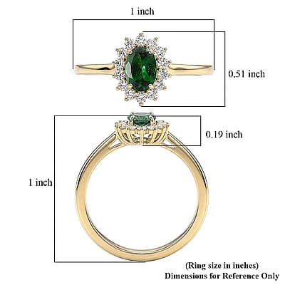 Luxoro AAA Tsavorite Garnet and I2 Diamond 1.20 ctw Regal Spark Ring in 10K Yellow Gold (Size  5.0)