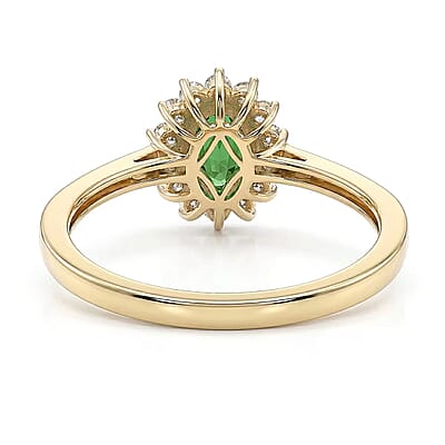Luxoro AAA Tsavorite Garnet and I2 Diamond 1.20 ctw Regal Spark Ring in 10K Yellow Gold (Size  5.0)