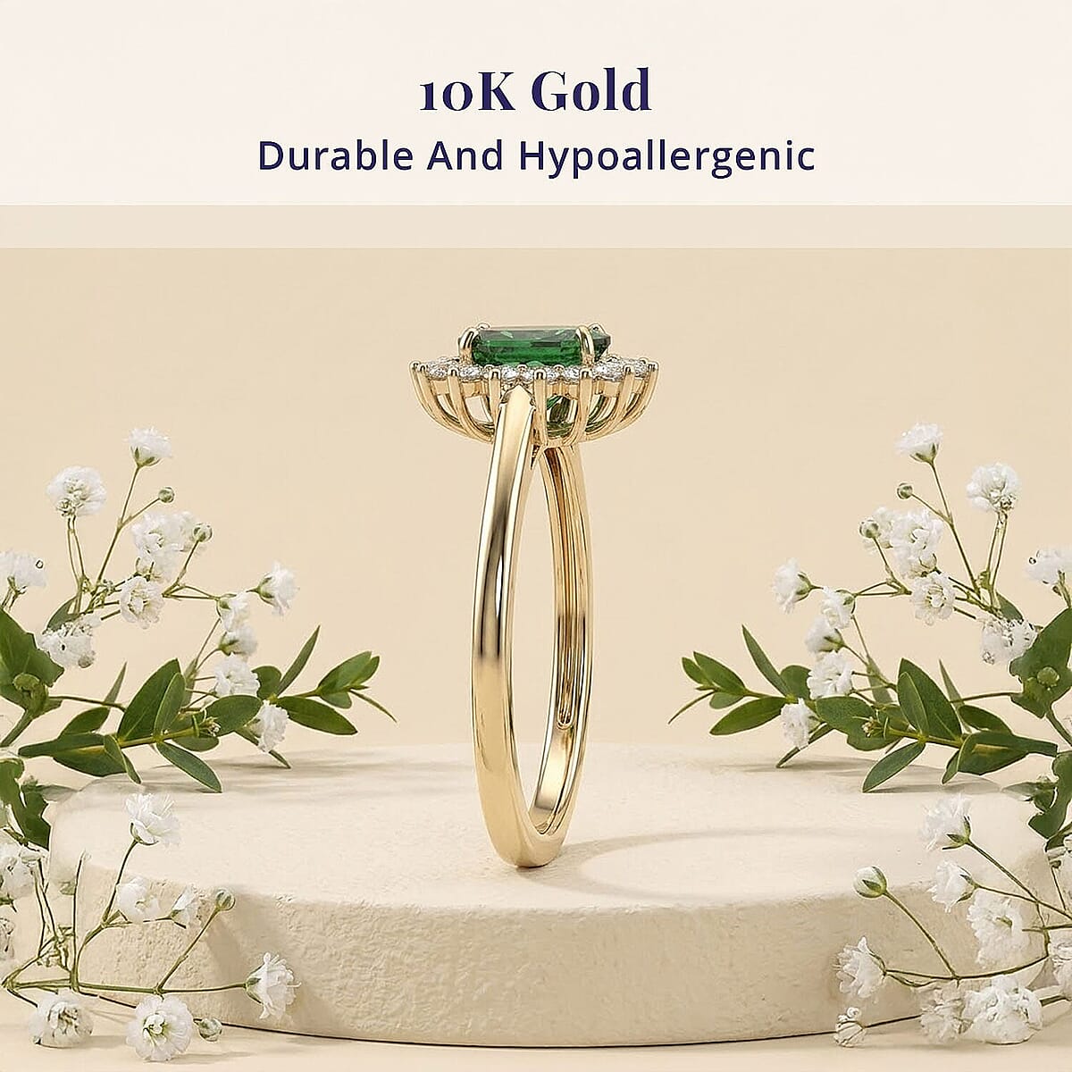 Luxoro AAA Tsavorite Garnet and I2 Diamond 1.20 ctw Regal Spark Ring in 10K Yellow Gold (Size  12.0) image number 3