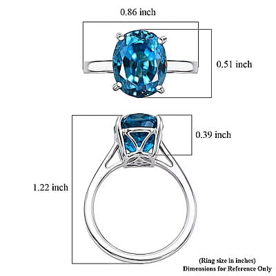 Rhapsody AAAA Cambodian Blue Zircon 8.00 ctw Solitaire Ring in 950 Platinum (Size  5.0)  6.25 Grams