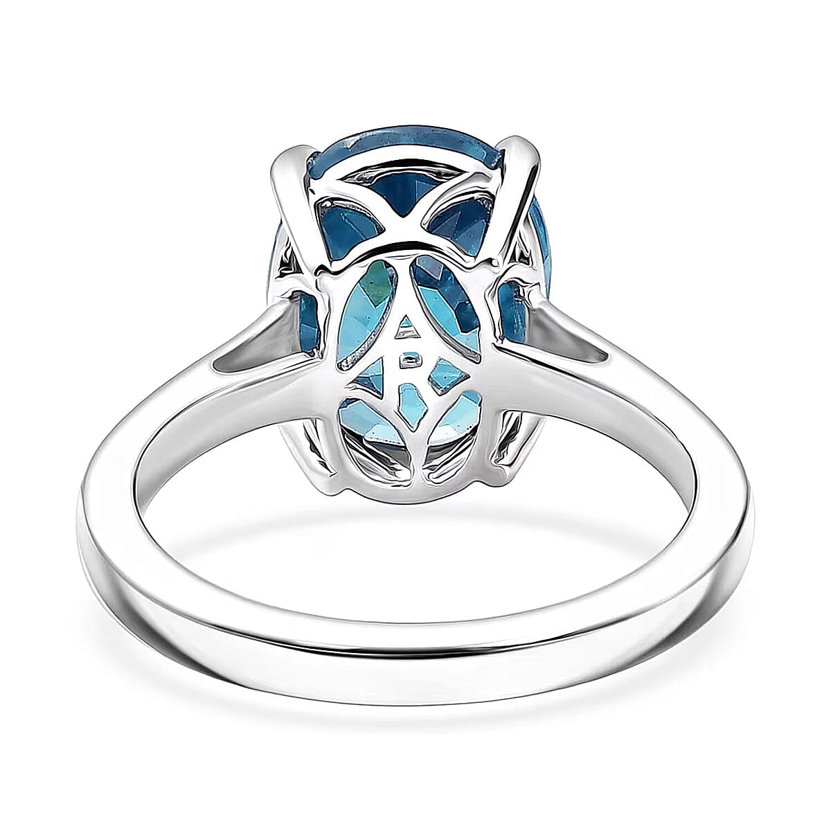Rhapsody AAAA Cambodian Blue Zircon 8.00 ctw Solitaire Ring in 950 Platinum (Size  6.5)  6.25 Grams image number 6