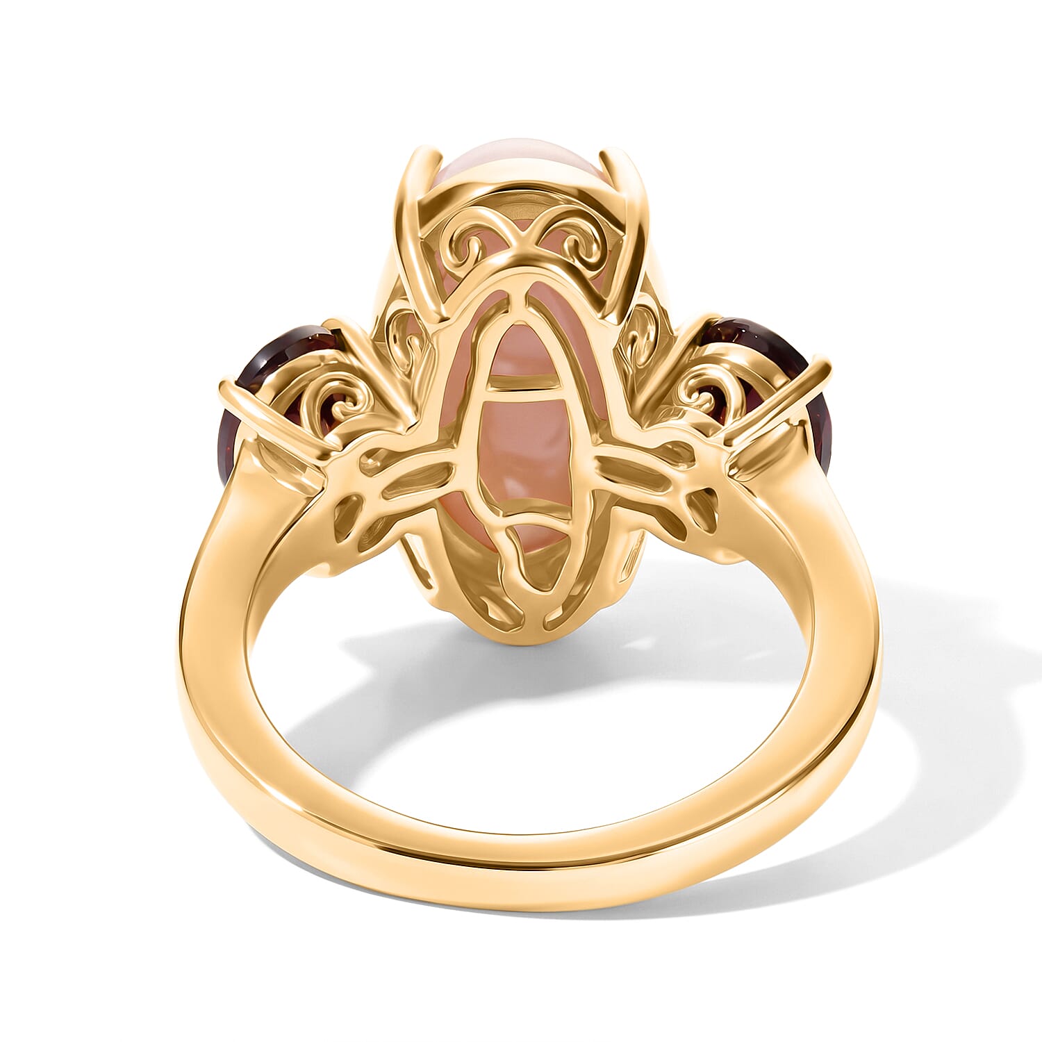EverTrue Pink Opal and Mozambique Garnet 6.60 ctw Solitaire Ring in 18K YG Plated (Size 7.0)