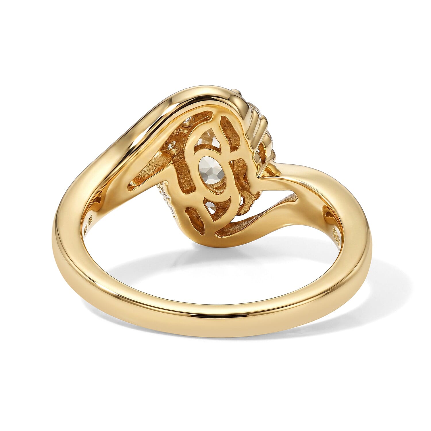 D'Joy Premium Mexican Hyalite Opal and White Zircon 0.75 ctw Ring in 18K Vermeil Yellow Gold Over Sterling Silver (Size 7.0)