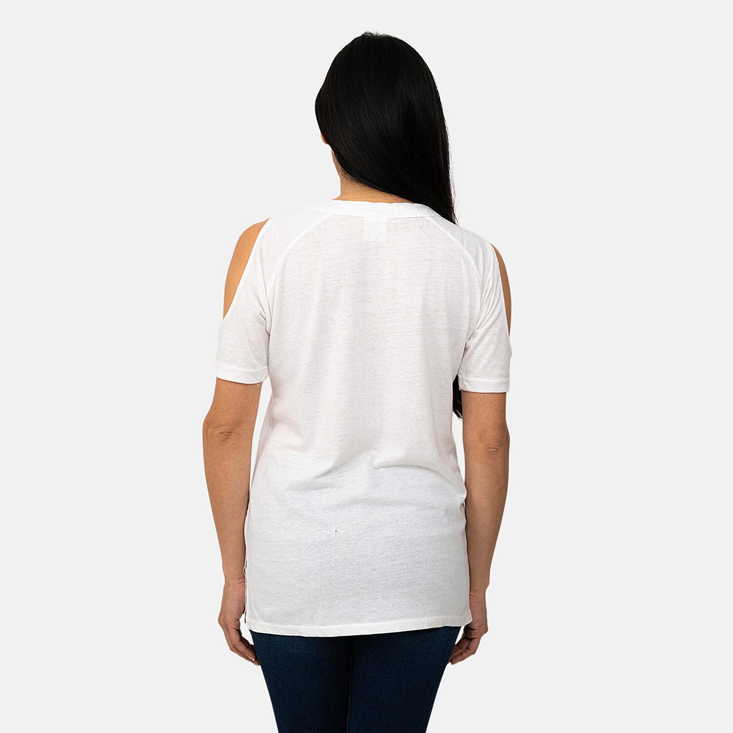 Exist White Lace Front Cold Shoulder Top-M