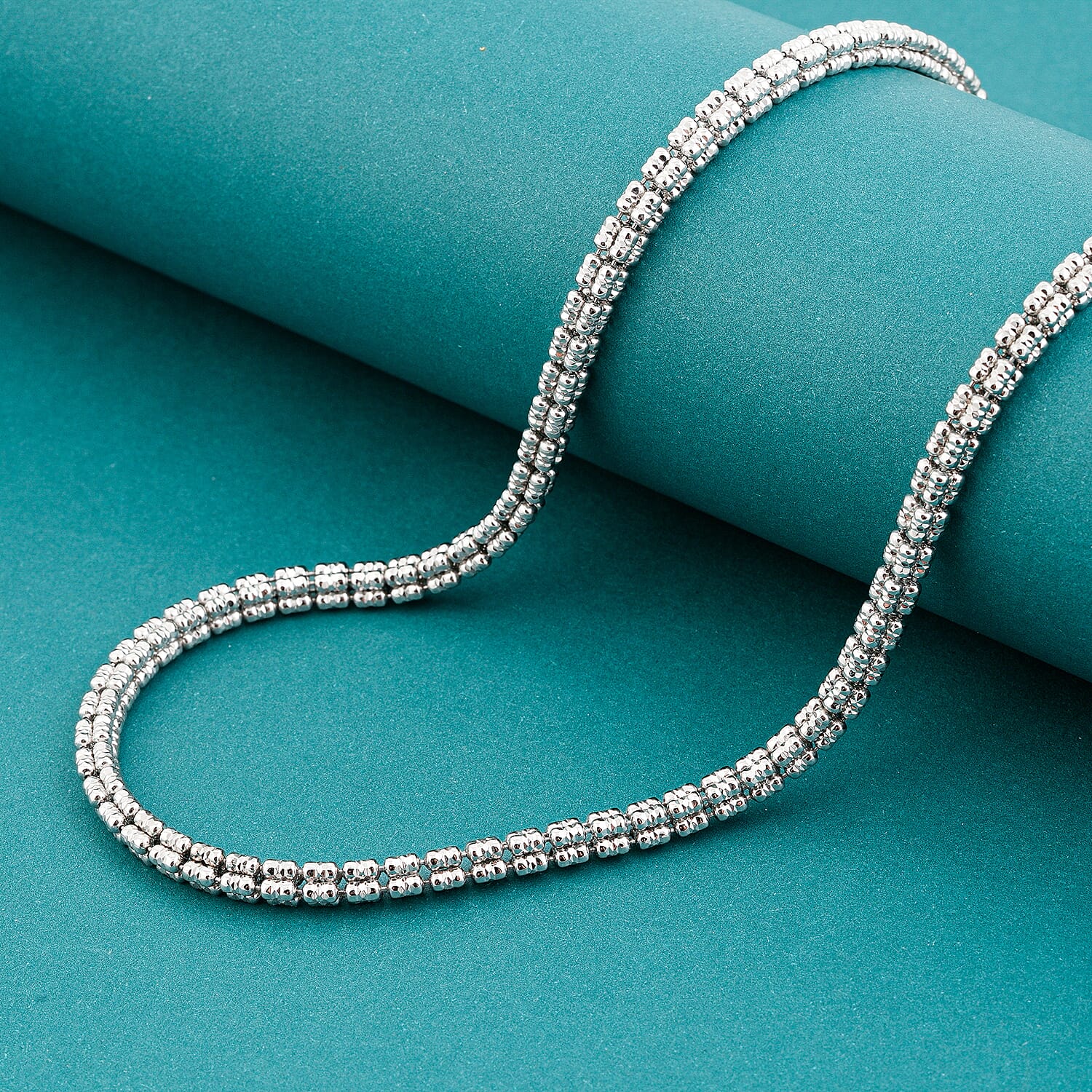 Italian Diamond-cut ICE Chain Necklace in Sterling Silver 32.20 Grams 22 Inches