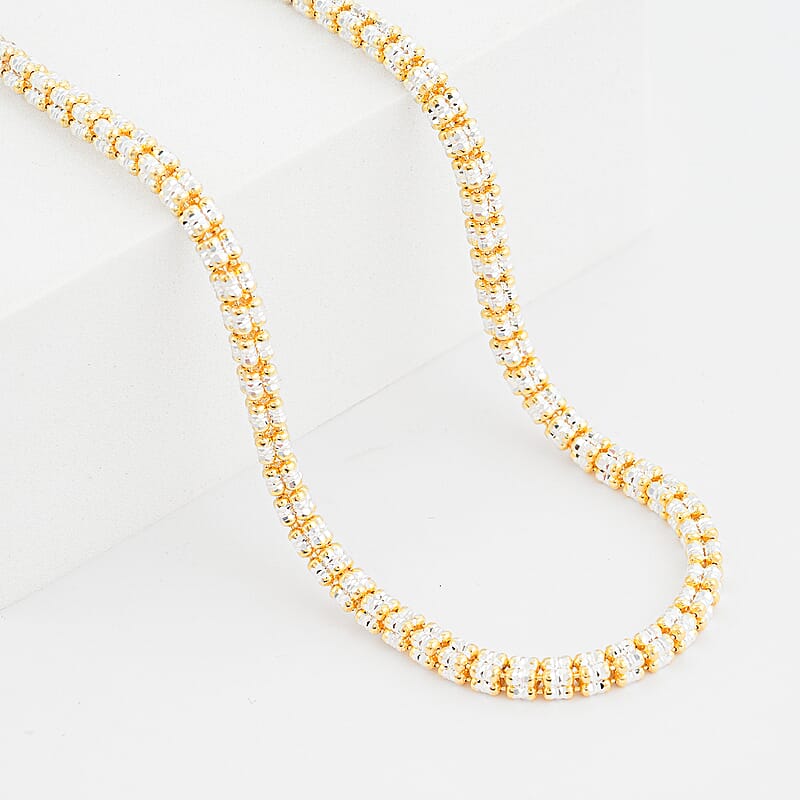 Italian Diamond-cut ICE Chain Necklace 14K YG Over and Sterling Silver 27.50 Grams 20 Inches