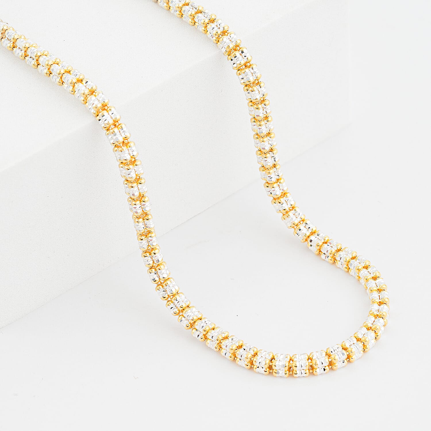 Italian Diamond-cut ICE Chain Necklace in 14K YG Over and Sterling Silver 33.0 Grams 24 Inches