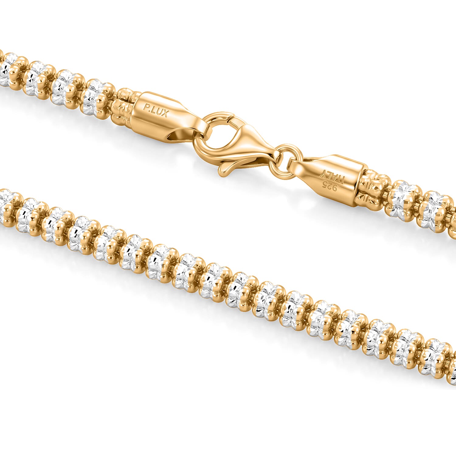 Italian Diamond-cut ICE Chain Necklace in 14K YG Over and Sterling Silver 33.0 Grams 24 Inches