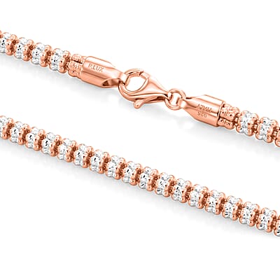 Italian Diamond-cut ICE Chain Necklace in 14K RG Over and Sterling Silver 30 Grams 22 Inches